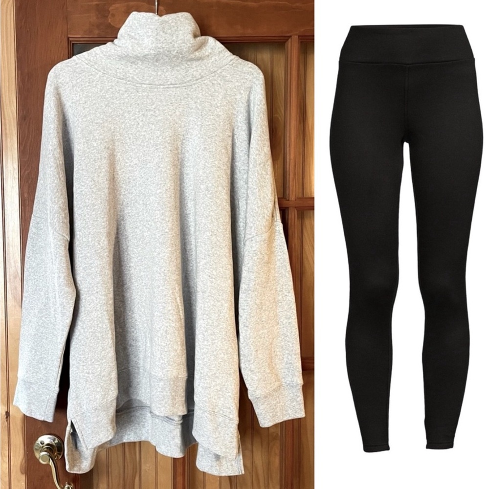 Tunic Sweatshirt with Black High Waist Leggings